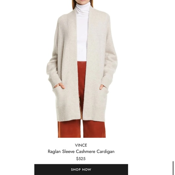 Like-New EUC VINCE Raglan Sleeve 100% Cashmere Cardigan in dove - Picture 10 of 13